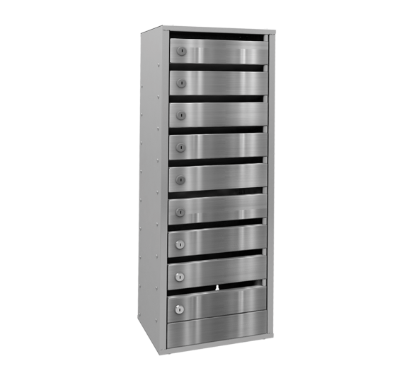 9-и секционный почтовый ящик «Омега» c дверцами из нержавеющей стали 